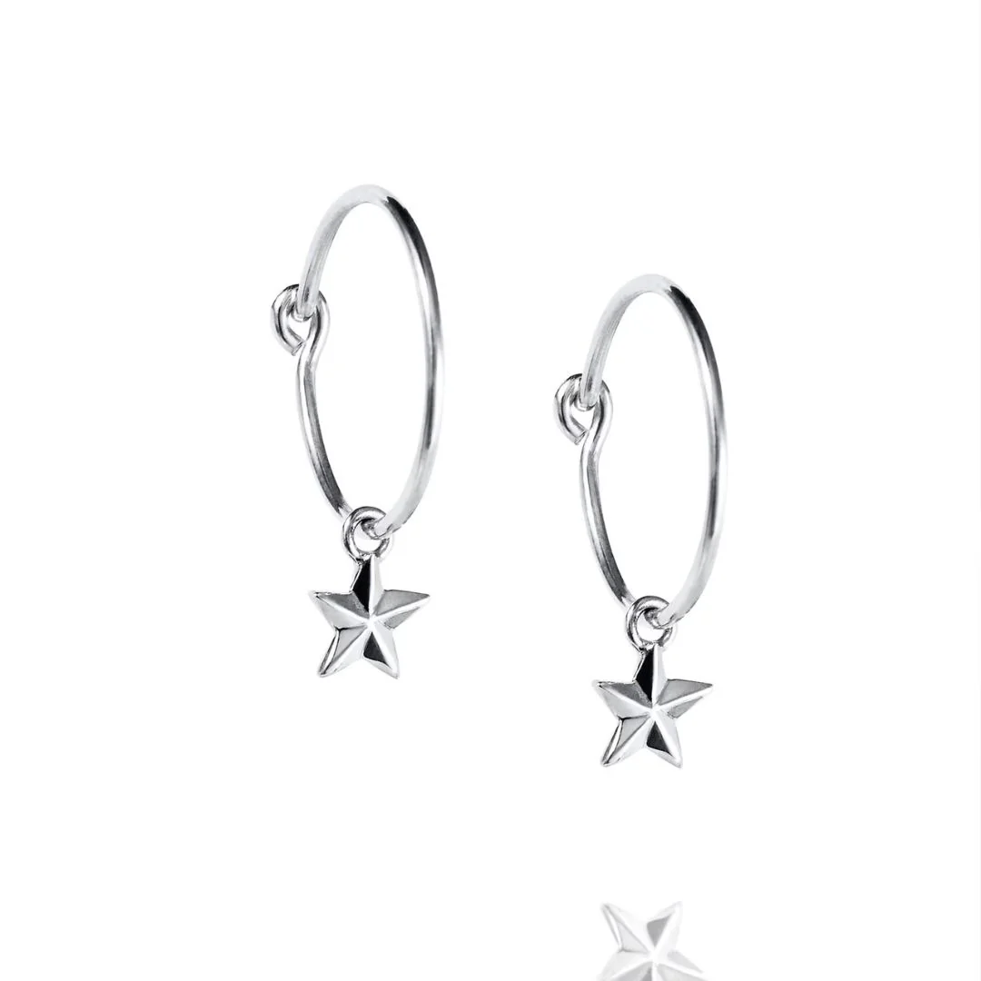 Efva Attling Micro Catch A Falling Star Hoops korvakorut, hopeaa