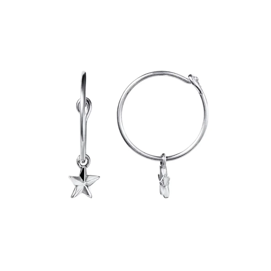 Efva Attling Micro Catch A Falling Star Hoops korvakorut, hopeaa - Image 4