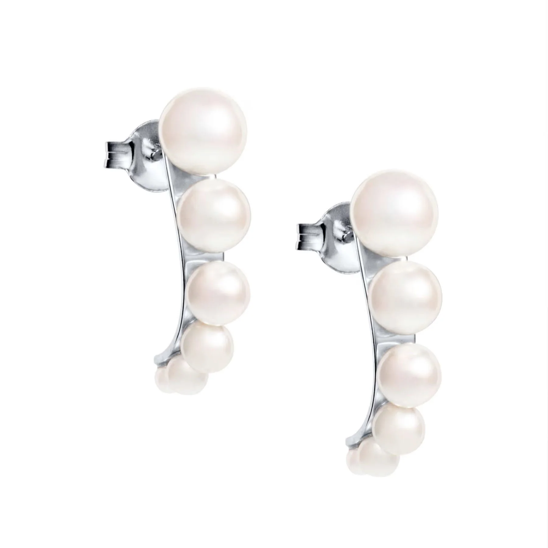 Efva Attling Strings of Pearls Hoops korvakorut, hopea ja makeanvedenhelmet