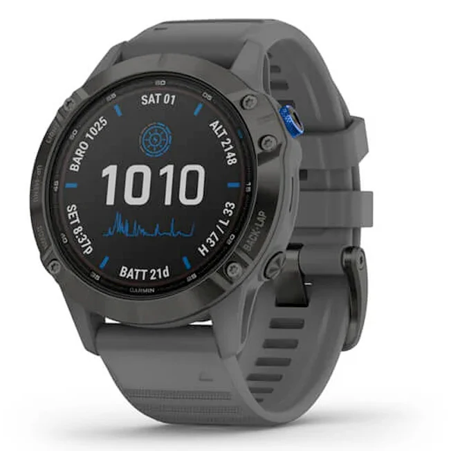 Garmin Fenix 6 Pro Solar Edition 47 mm musta ja tummanharmaa hihna, monilajiälykello 010-02410-11