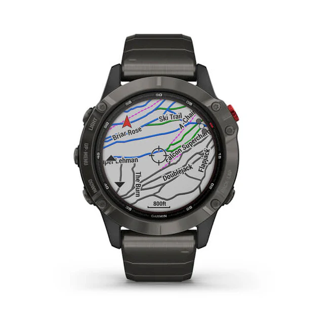 Garmin Fenix 6 Pro Solar Edition 47 mm tummanharmaa titaani ja titaanihihna, monilajiälykello 010-02410-23 - Image 6