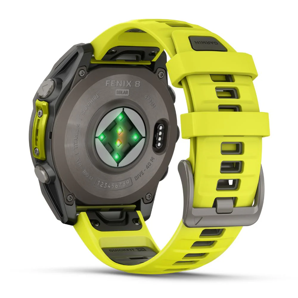 Garmin Fenix 8, 47mm Solar Sapphire, titaani ja keltainen, älykello 010-02906-21 - Image 4