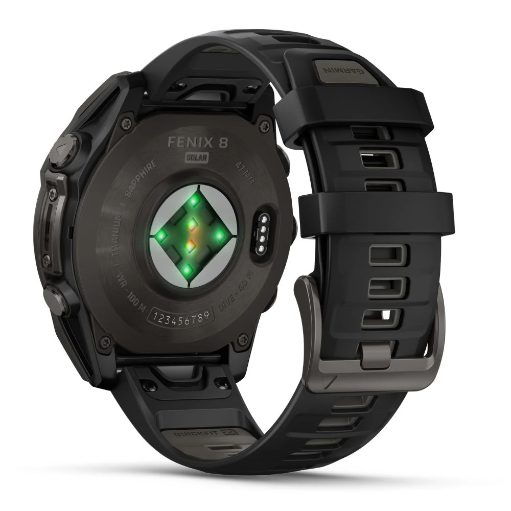 Garmin Fenix 8, 47mm Solar Sapphire, hiilenharmaa DLC-titaani ja musta, älykello 010-02906-11 - Image 4