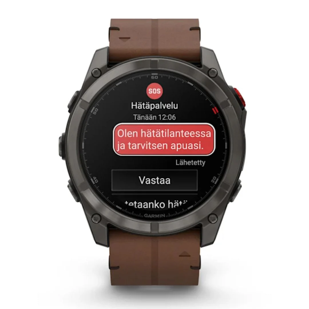Garmin Fenix 8 Pro Amoled 51mm LTE Sapphire, titaani ja ruskea nahkaranneke, älykello 010-03199-40 - Image 2