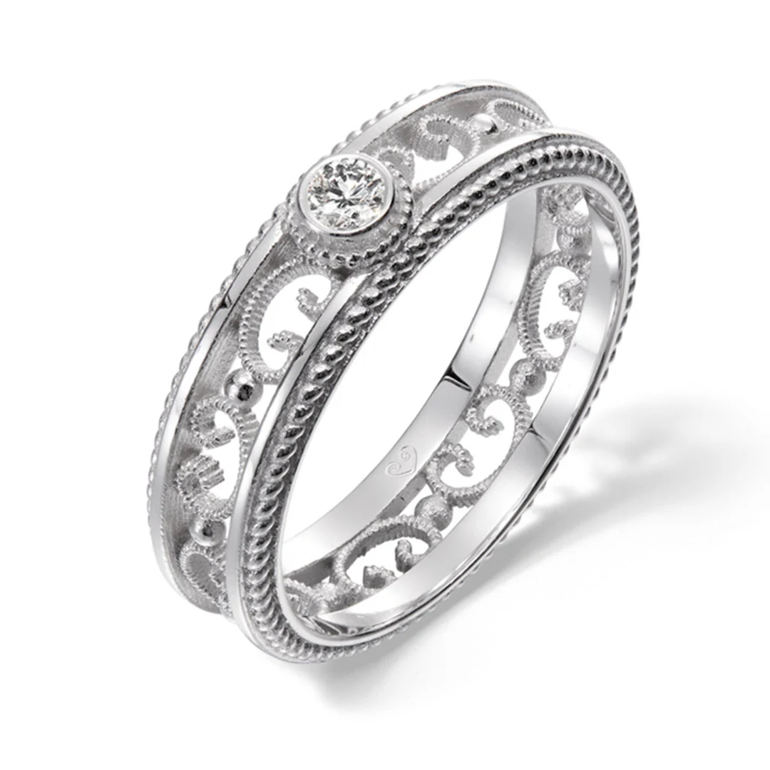 Kalevala Filigraani sormus, 14K valkokulta, 0,06ct, Kalevala Love, 541000501D