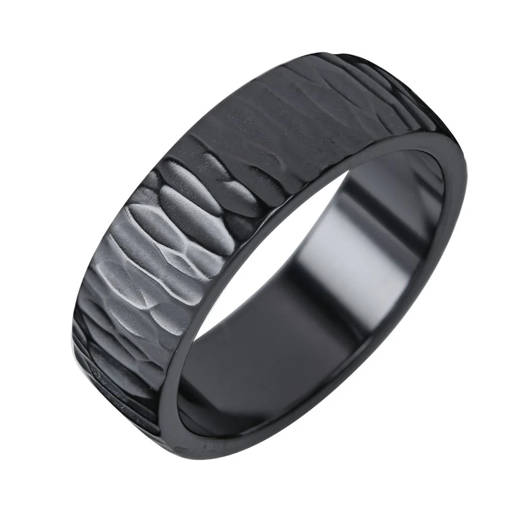 Kohinoor Duetto Black Edition, Wood kihlasormus, 7 mm, musta zirkonium 006-814