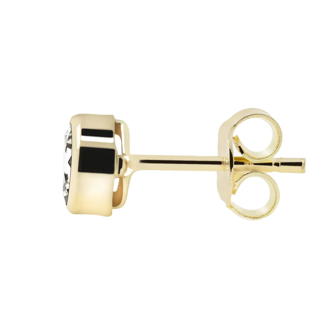 Kultaiset korvakorut 4mm kirkkaalla zirkoniakivellä, 14K keltakulta - Image 2