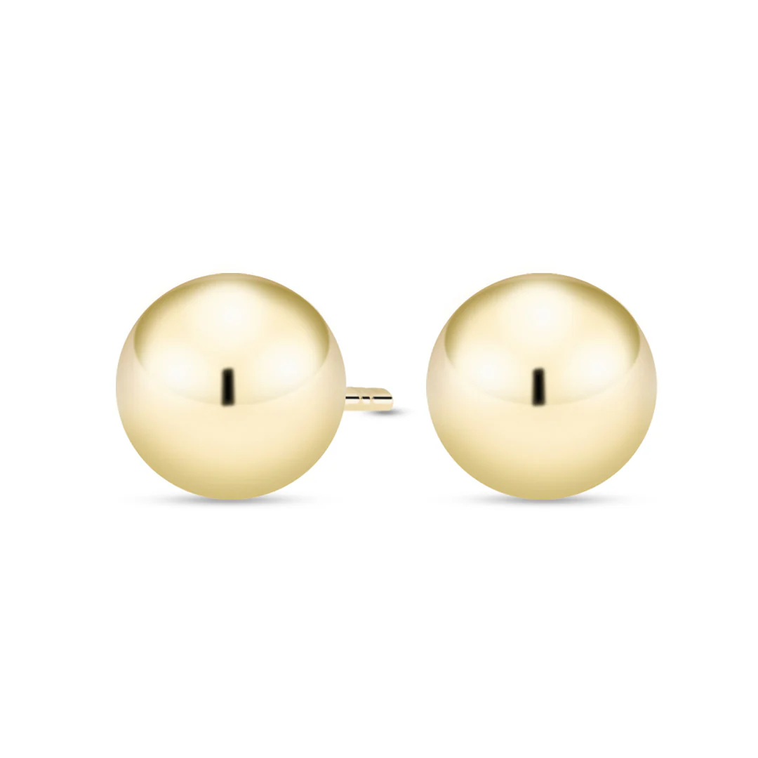 Kultaiset pallokorvakorut, 6mm pallo, 14K keltakulta