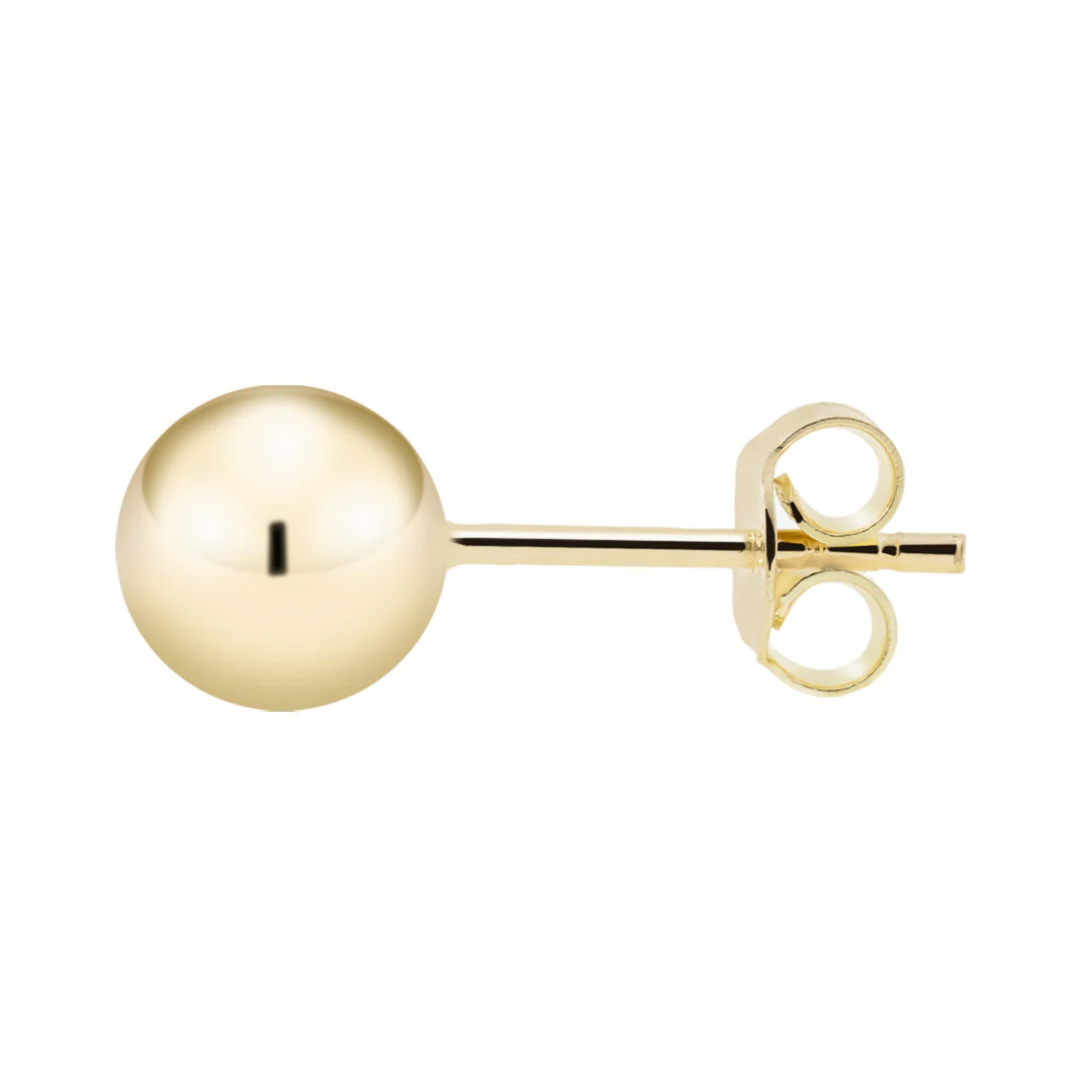 Kultaiset pallokorvakorut, 6mm pallo, 14K keltakulta - Image 3