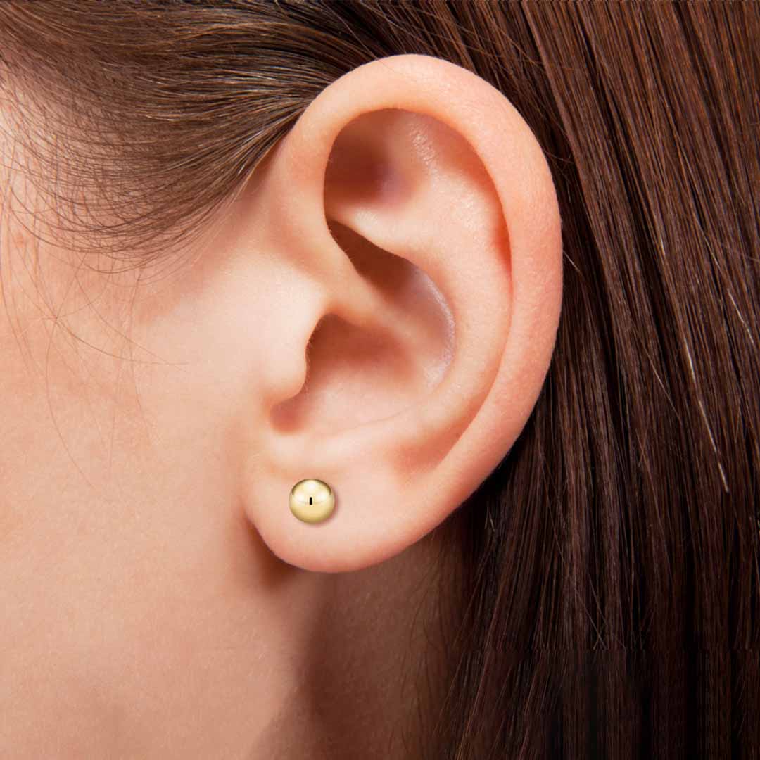 Kultaiset pallokorvakorut, 6mm pallo, 14K keltakulta - Image 4