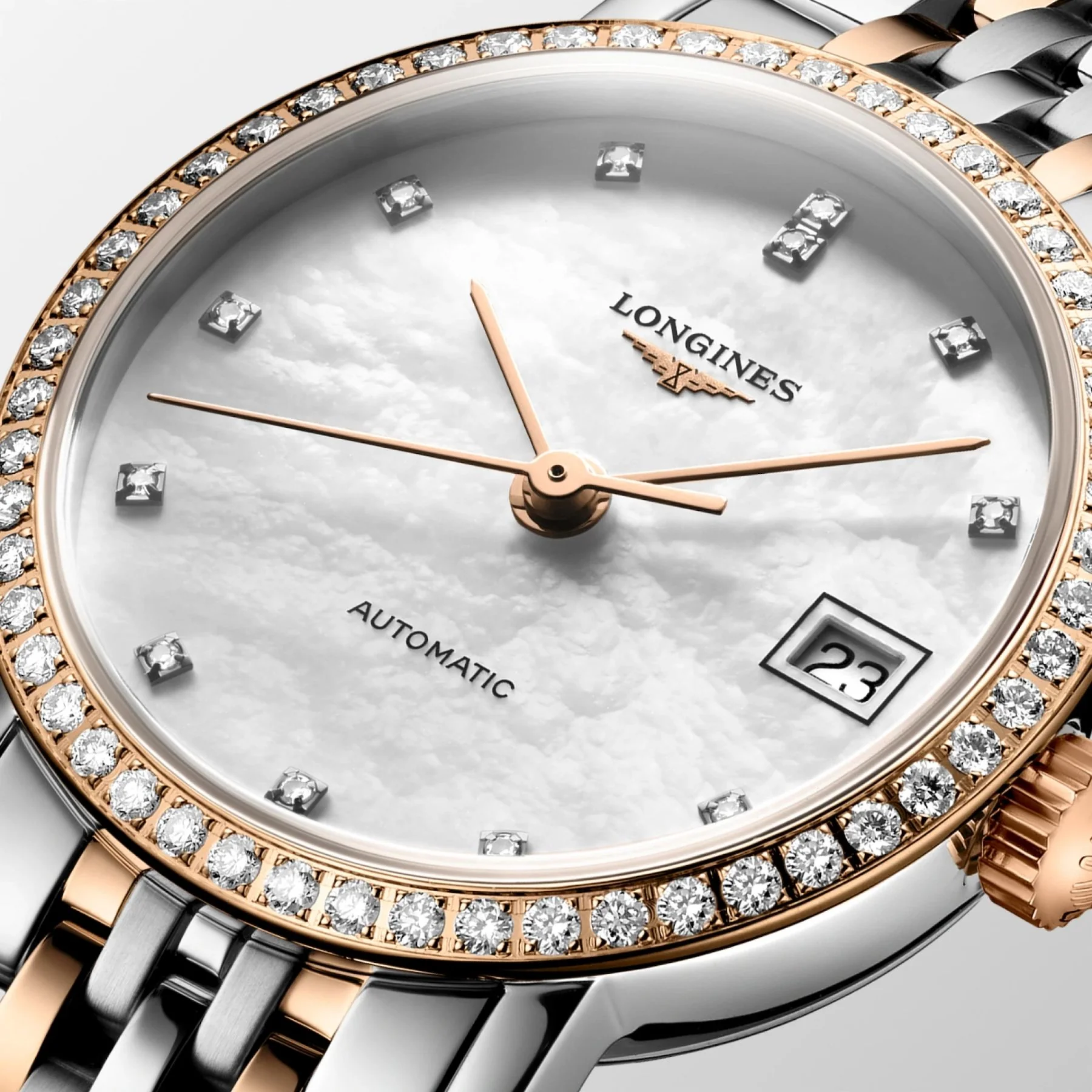 Longines Elegant Collection, ruusukulta ja timantit, rannekello L43095817 - Image 2