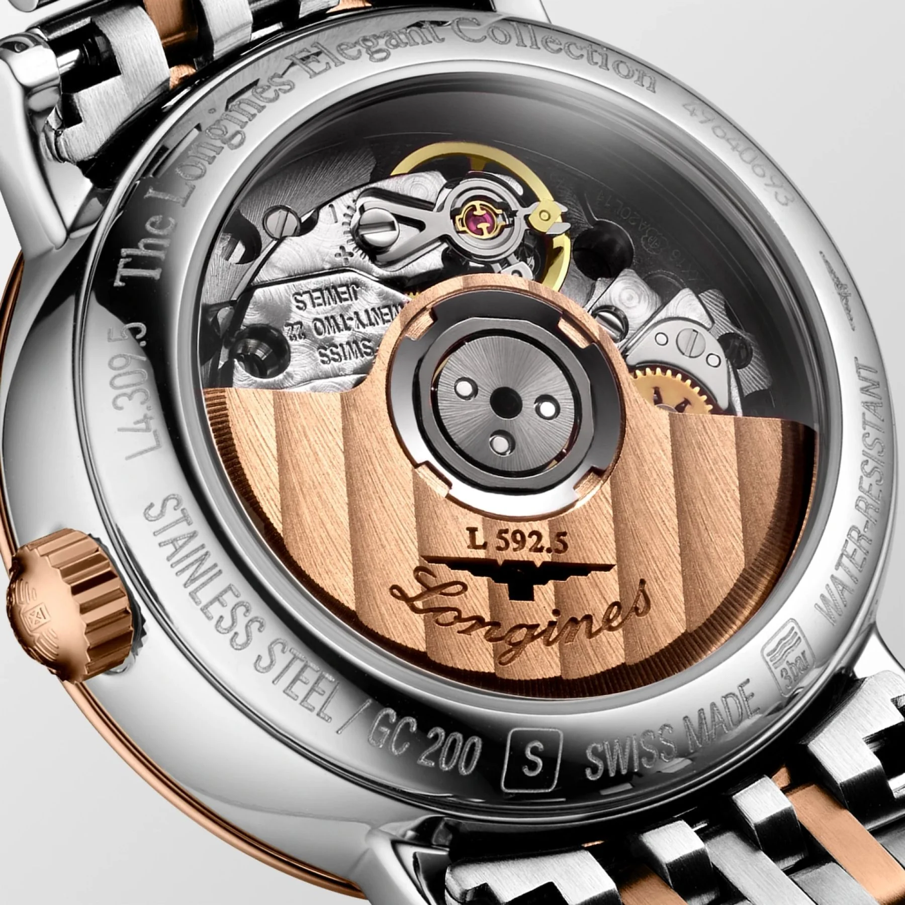Longines Elegant Collection, ruusukulta ja timantit, rannekello L43095817 - Image 3