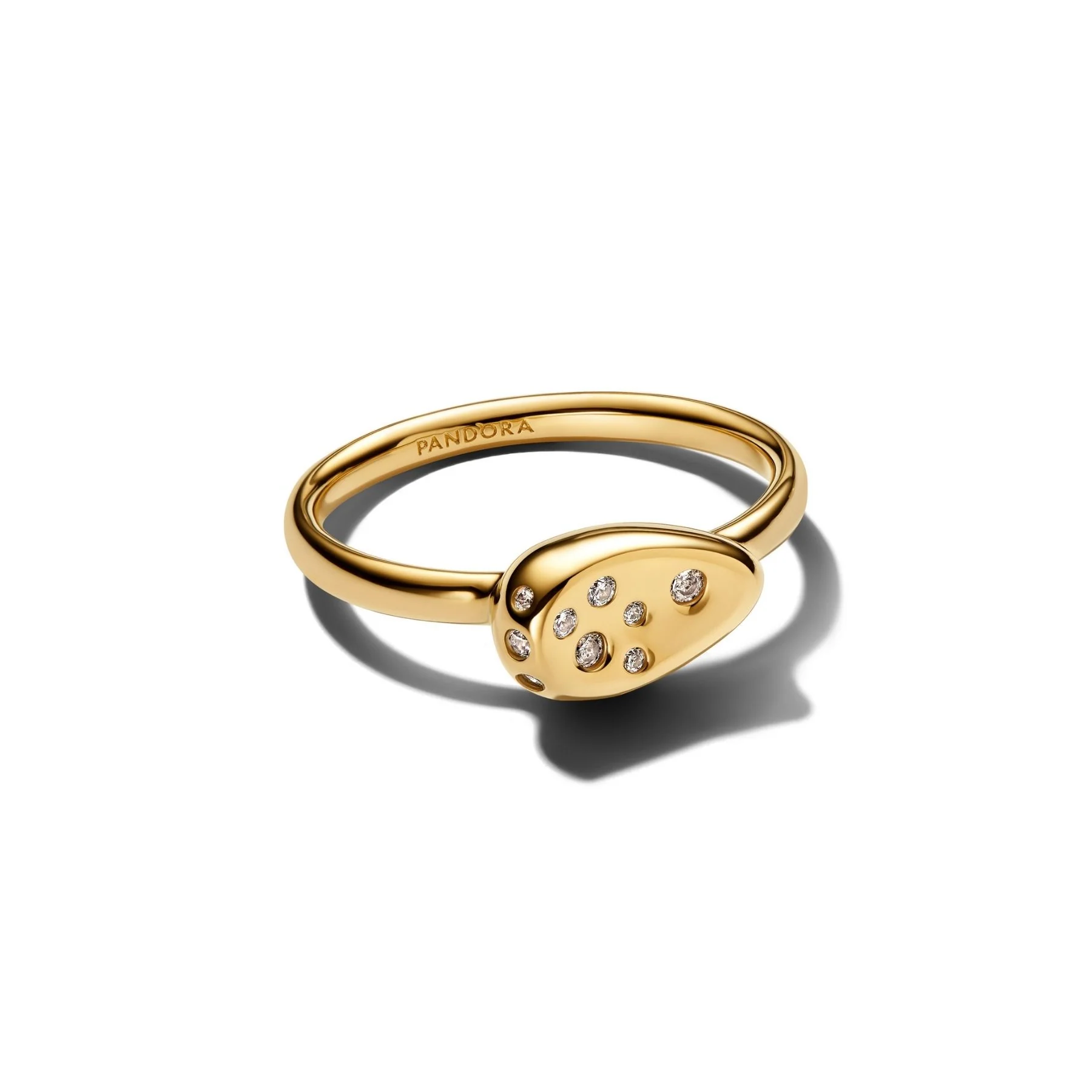 Pandora Essence Medium Stone-Set Oval Signet sormus, keltakullattu, 164672C01 - Image 2