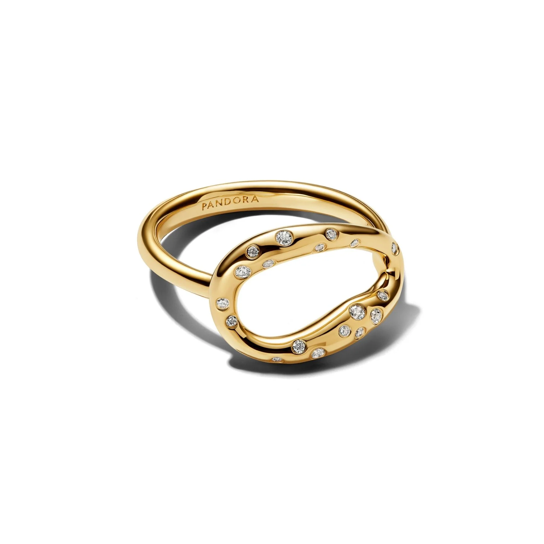 Pandora Essence Organically Shaped Stone-Set Statement sormus, keltakullattu, 164676C01 - Image 2