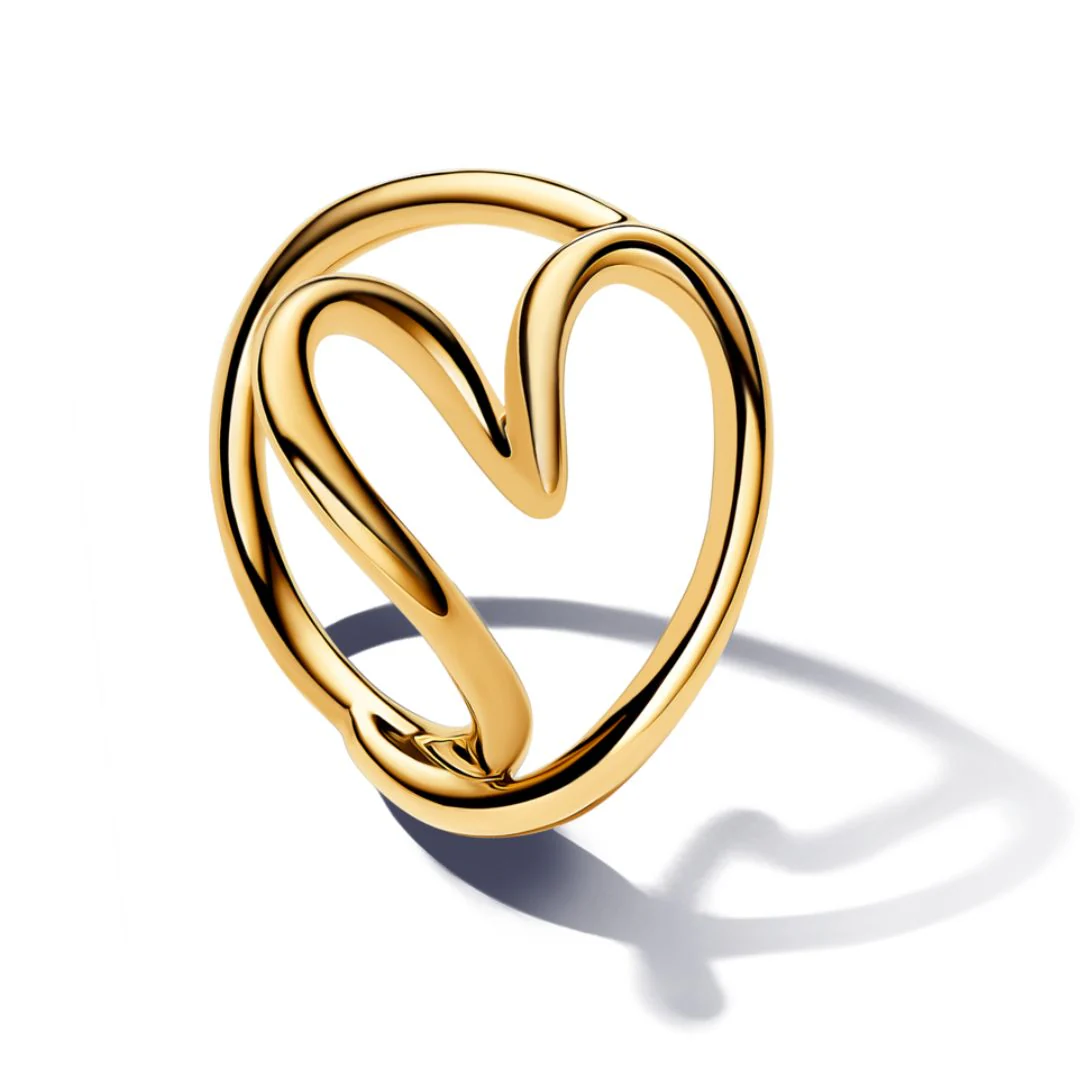Pandora Essence Organically Shaped Heart sormus, keltakullattu, 163288C00 - Image 2