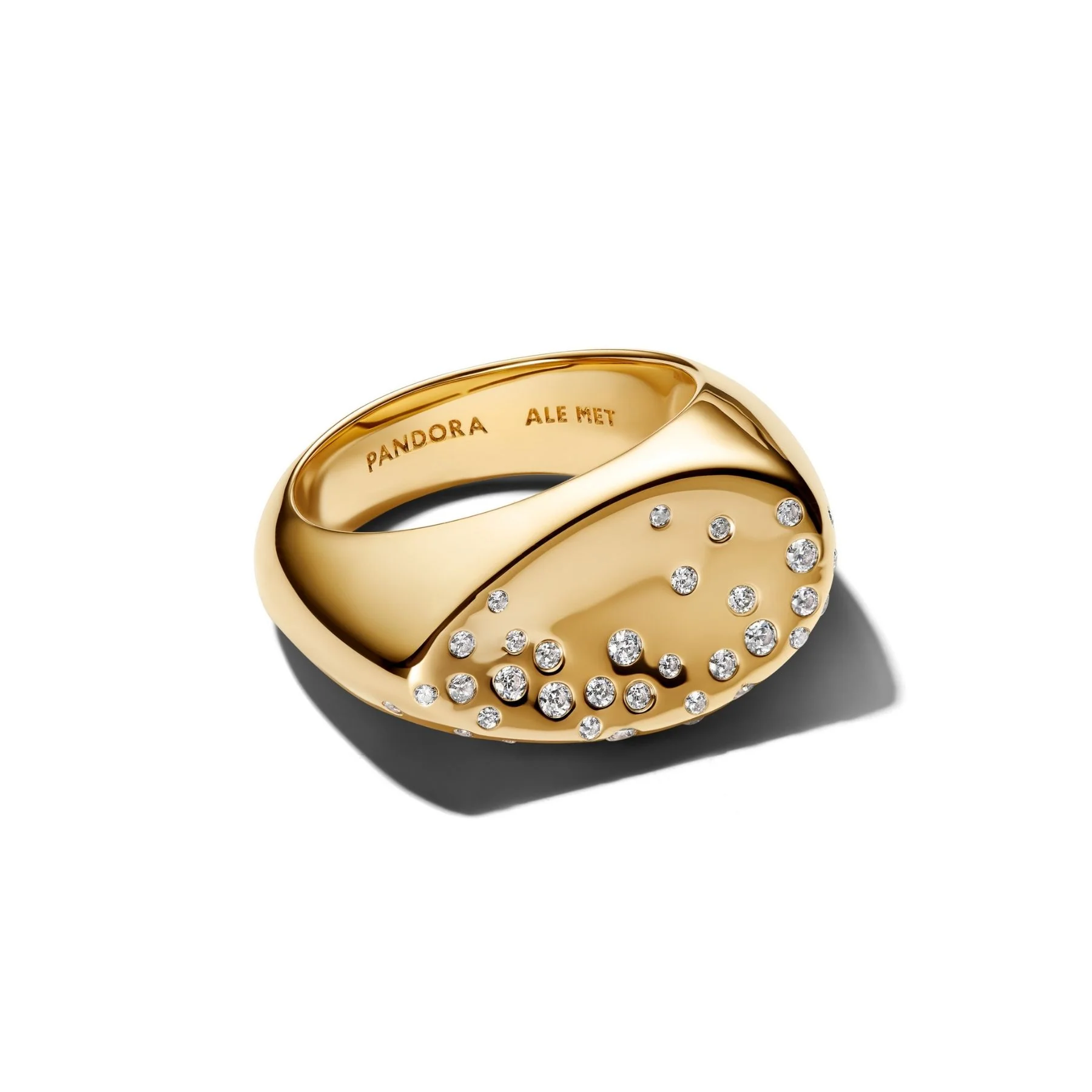 Pandora Essence Stone-Set Oval Domed Signet sormus, keltakullattu, 164671C01 - Image 2