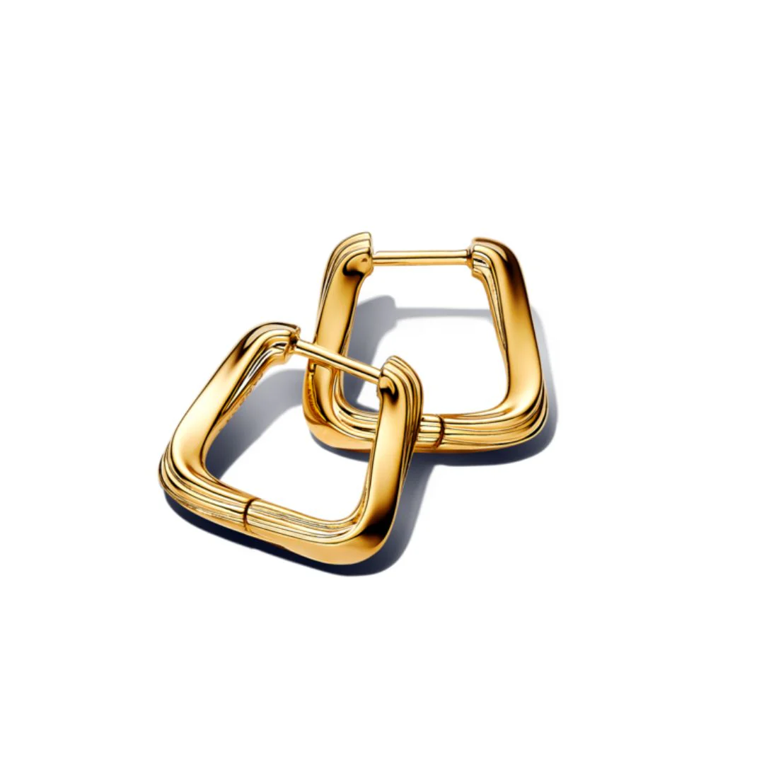 Pandora Essence Twisted Triangle pienet rengaskorvakorut, keltakullattu, 263875C00