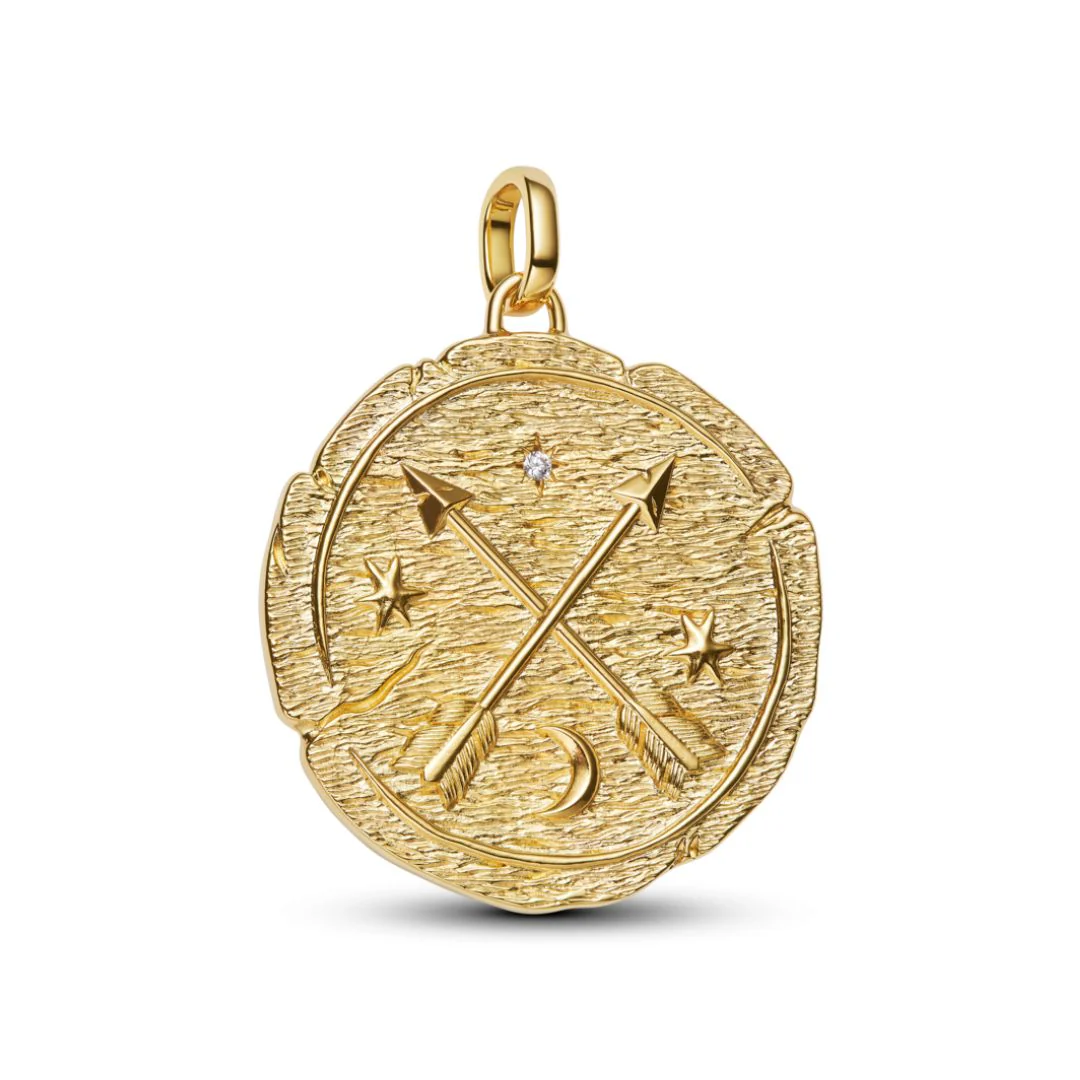 Pandora ME Crossing Arrows Oversized Medallion hela, keltakullattu, 764084C01