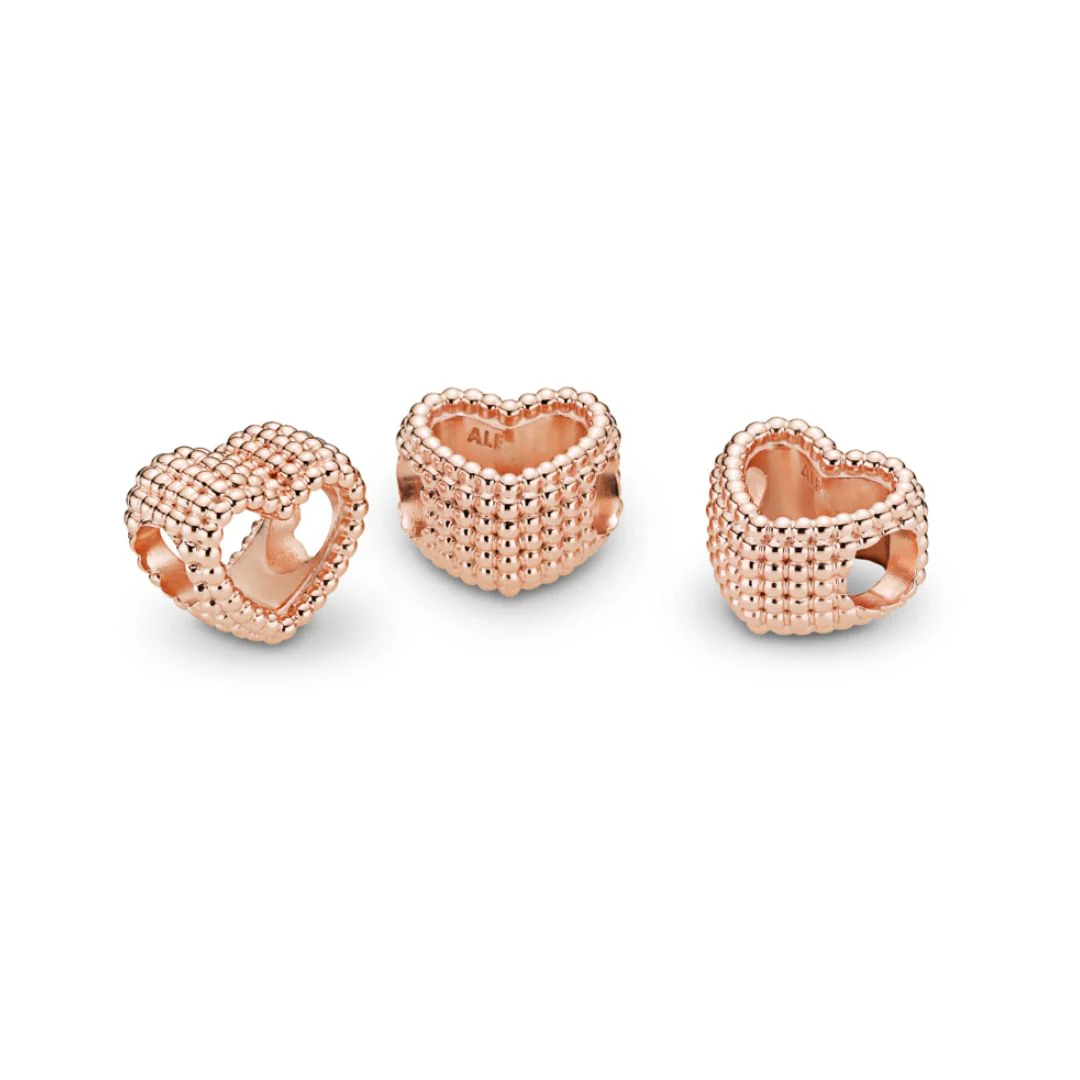 Pandora Moments Beaded Open Heart hela, ruusukullattu, 787516 - Image 3