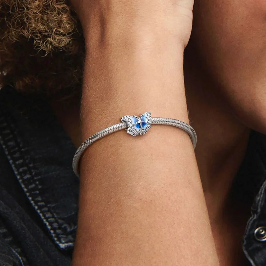 Pandora Moments Blue Butterfly Sparkling hela, hopea, 790761C01 - Image 6