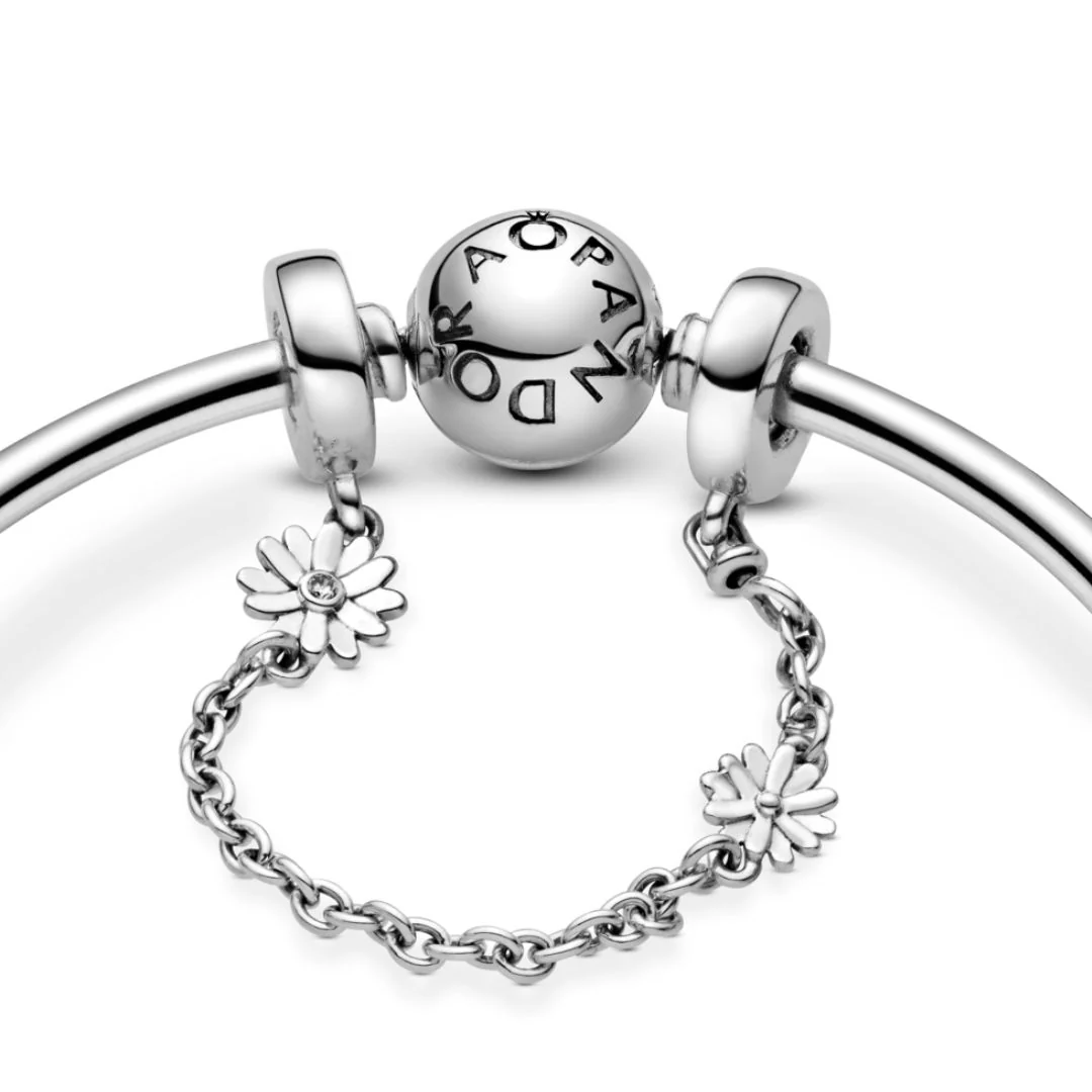 Pandora Moments Daisy Flower Safety Chain hela, hopea, 798764C01-05 - Image 2