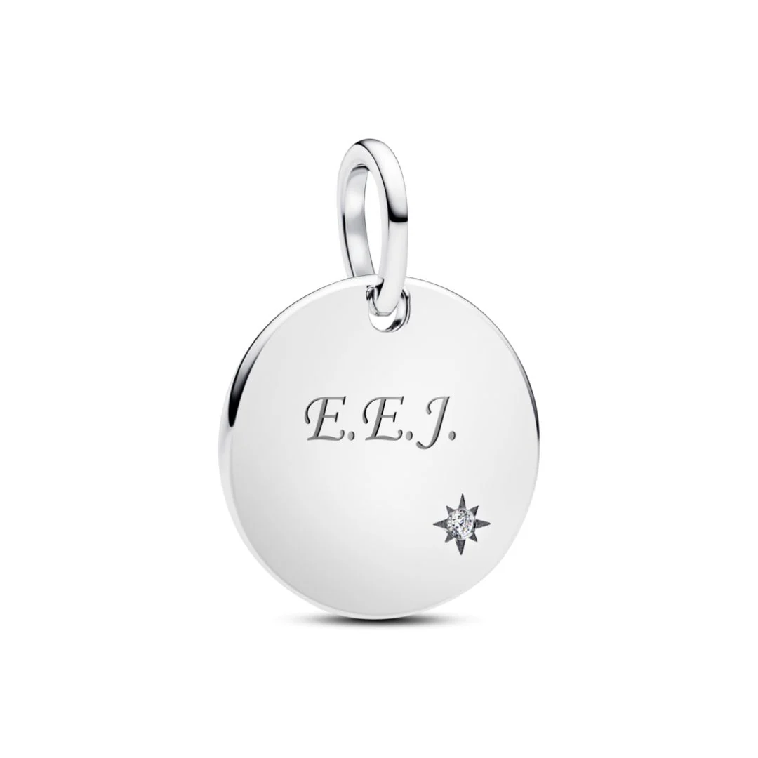 Pandora Moments Engravable Lab-Grown Diamond Tag riipus, hopea, 394012C01 - Image 5