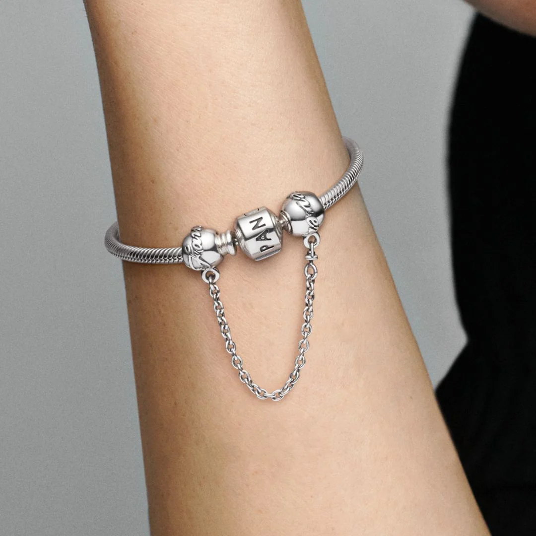 Pandora Moments Family Forever Safety Chain hela, hopea, 791788-05 - Image 3