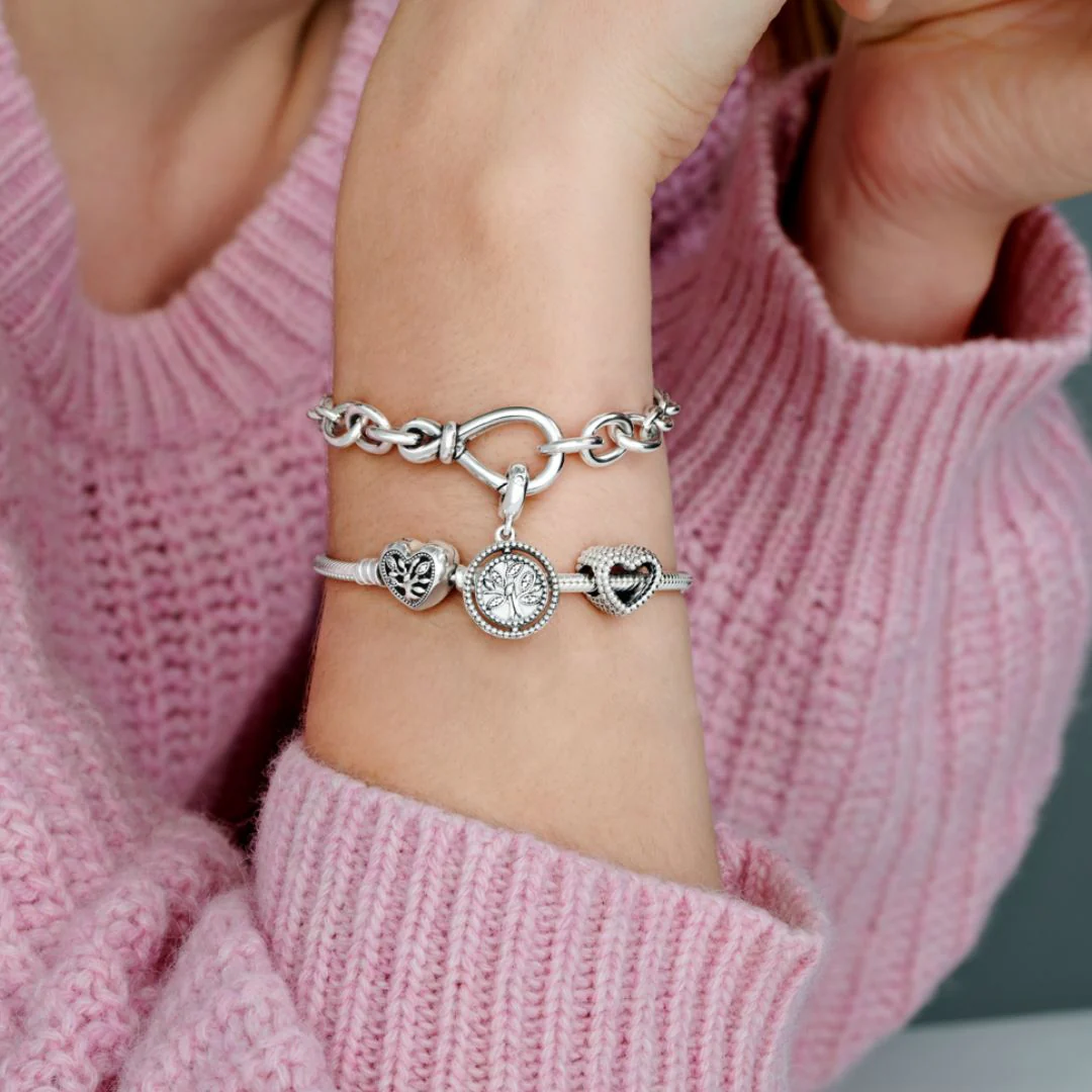 Pandora Moments Family Tree Heart Clasp Snake Chain rannekoru, hopea, 598827C01 - Image 4