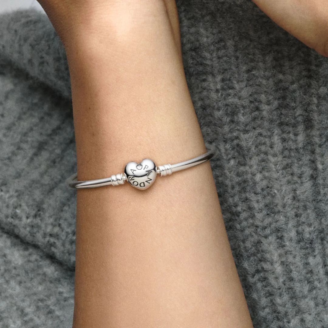 Pandora Moments Heart Clasp rannerengas, hopea, 596268 - Image 3