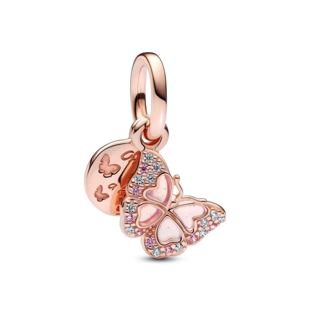 Pandora Moments Pink Butterfly & Quote Double hela, ruusukullattu, 782555C01