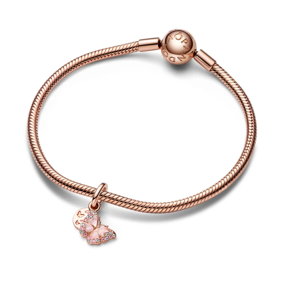 Pandora Moments Pink Butterfly & Quote Double hela, ruusukullattu, 782555C01 - Image 3