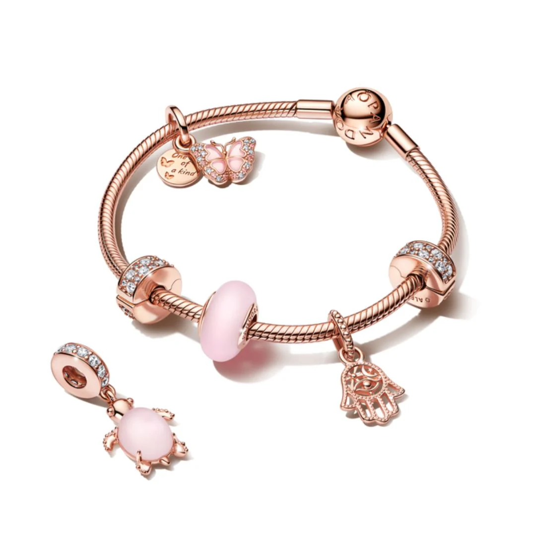 Pandora Moments Pink Butterfly & Quote Double hela, ruusukullattu, 782555C01 - Image 4