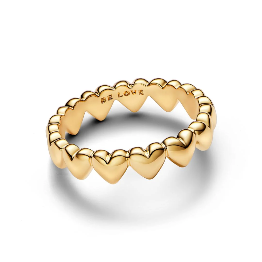 Pandora Moments Row of Hearts sormus, keltakullattu, 163427C00 - Image 5