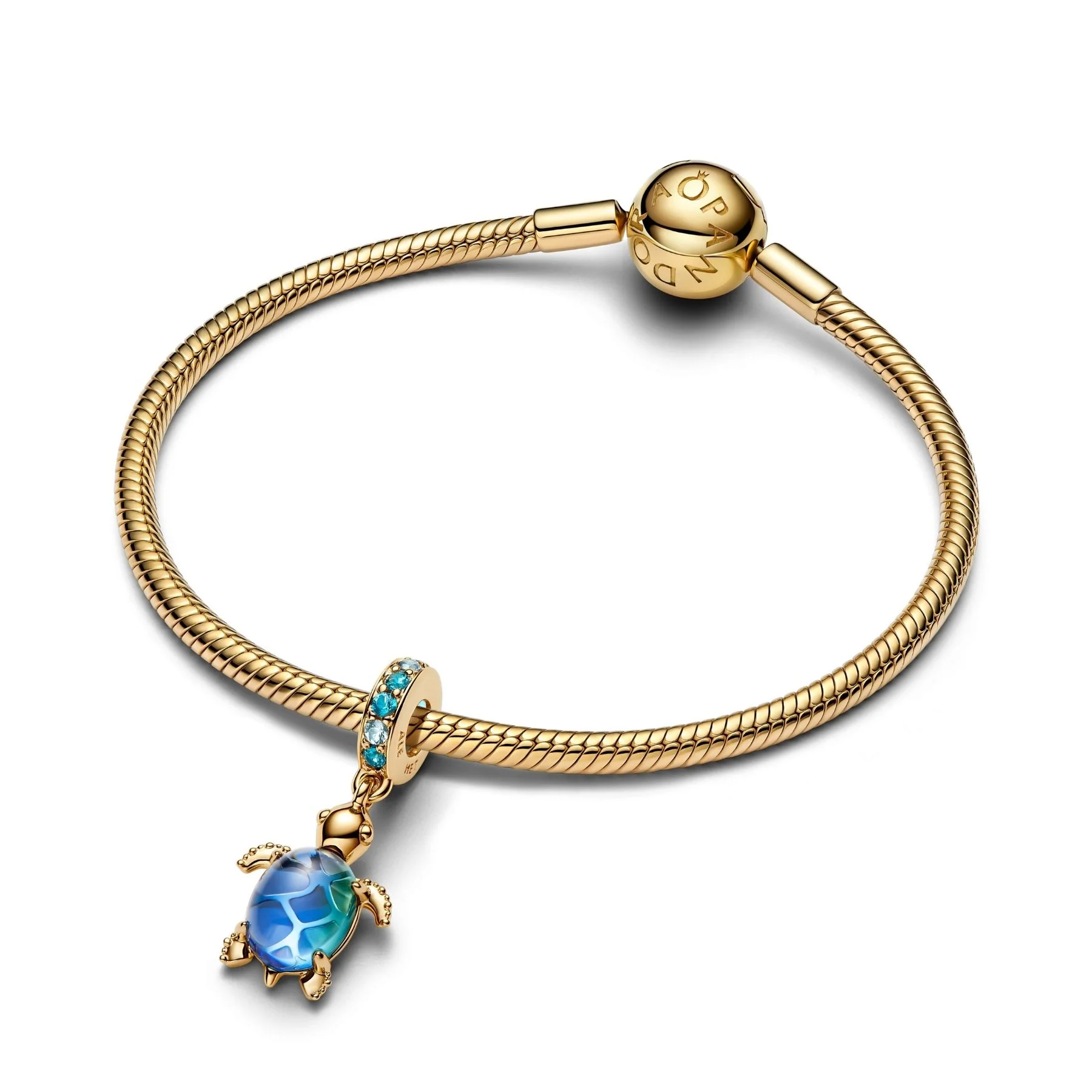 Pandora Moments Sea Turtle Murano Glass hela, keltakullattu, 768939C01 - Image 3