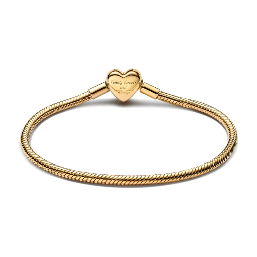 Pandora Moments Sparkling Infinity Heart Clasp Snake Chain rannekoru, keltakullattu, 563758C01 - Image 2