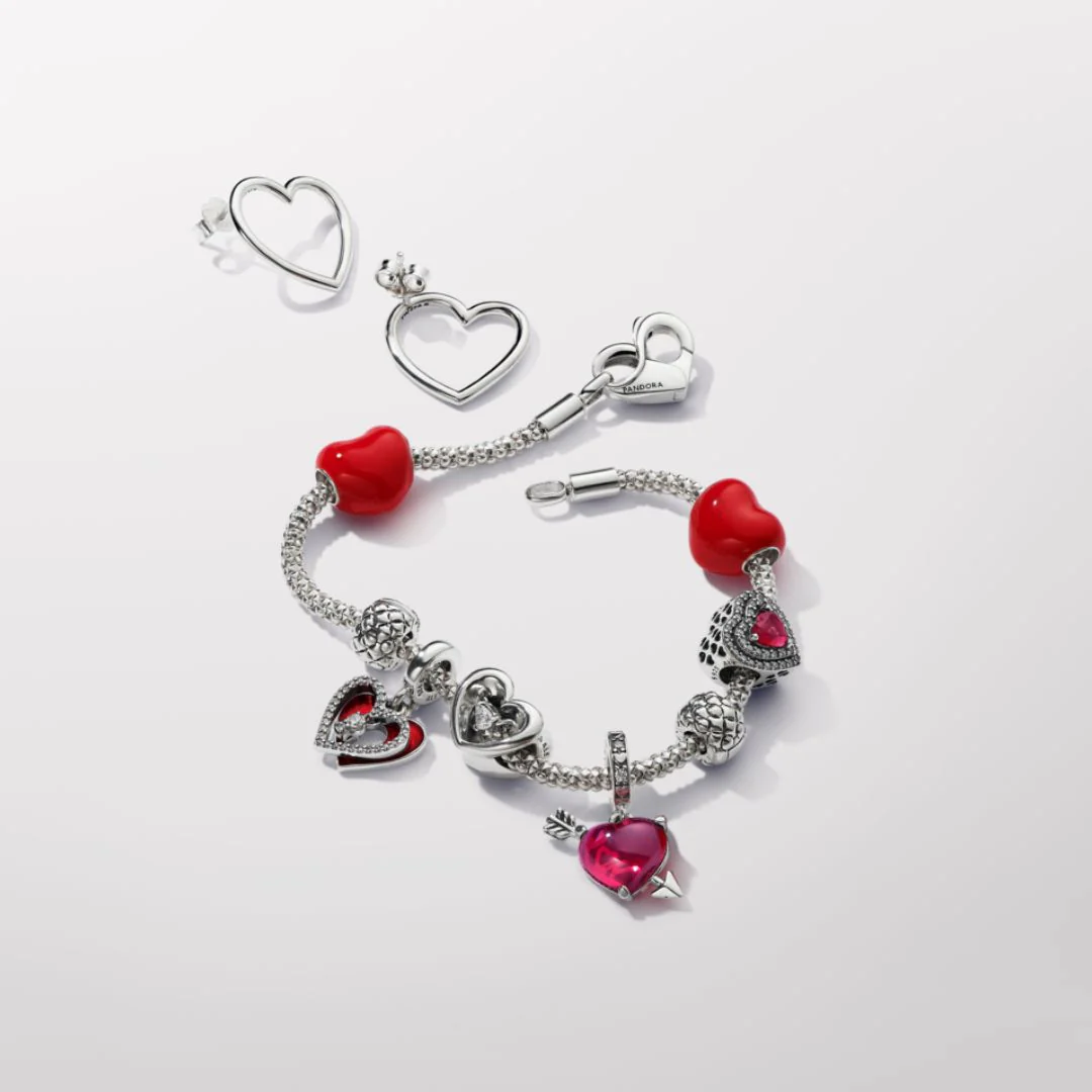 Pandora Moments Sparkling Levelled Hearts hela, hopea, 799218C02 - Image 4