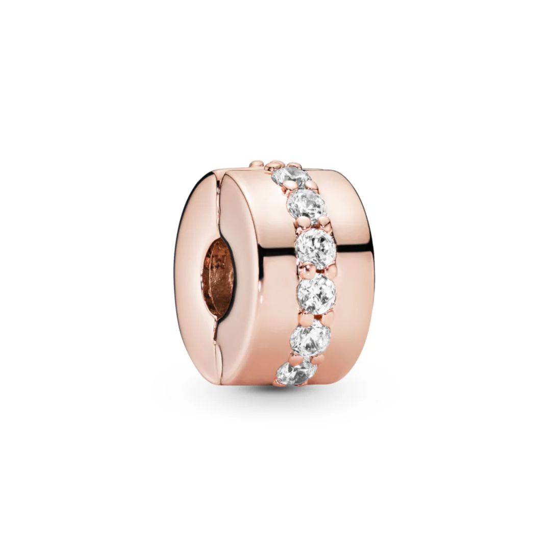 Pandora Moments Sparkling Row Spacer lukkopala, ruusukullattu, 781972CZ