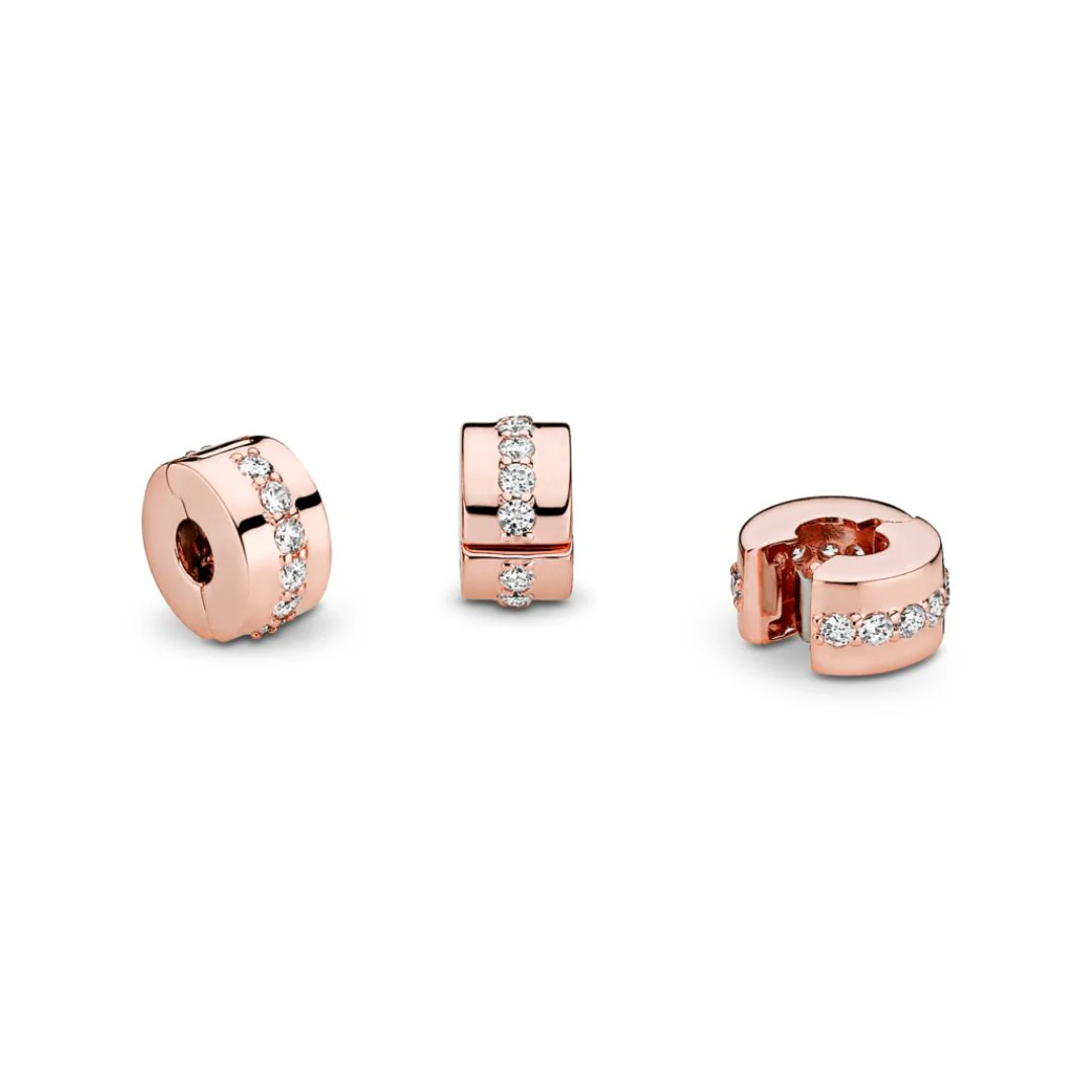 Pandora Moments Sparkling Row Spacer lukkopala, ruusukullattu, 781972CZ - Image 5