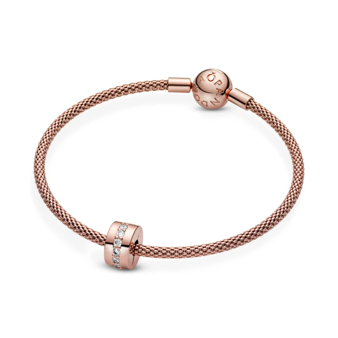 Pandora Moments Sparkling Row Spacer lukkopala, ruusukullattu, 781972CZ - Image 6