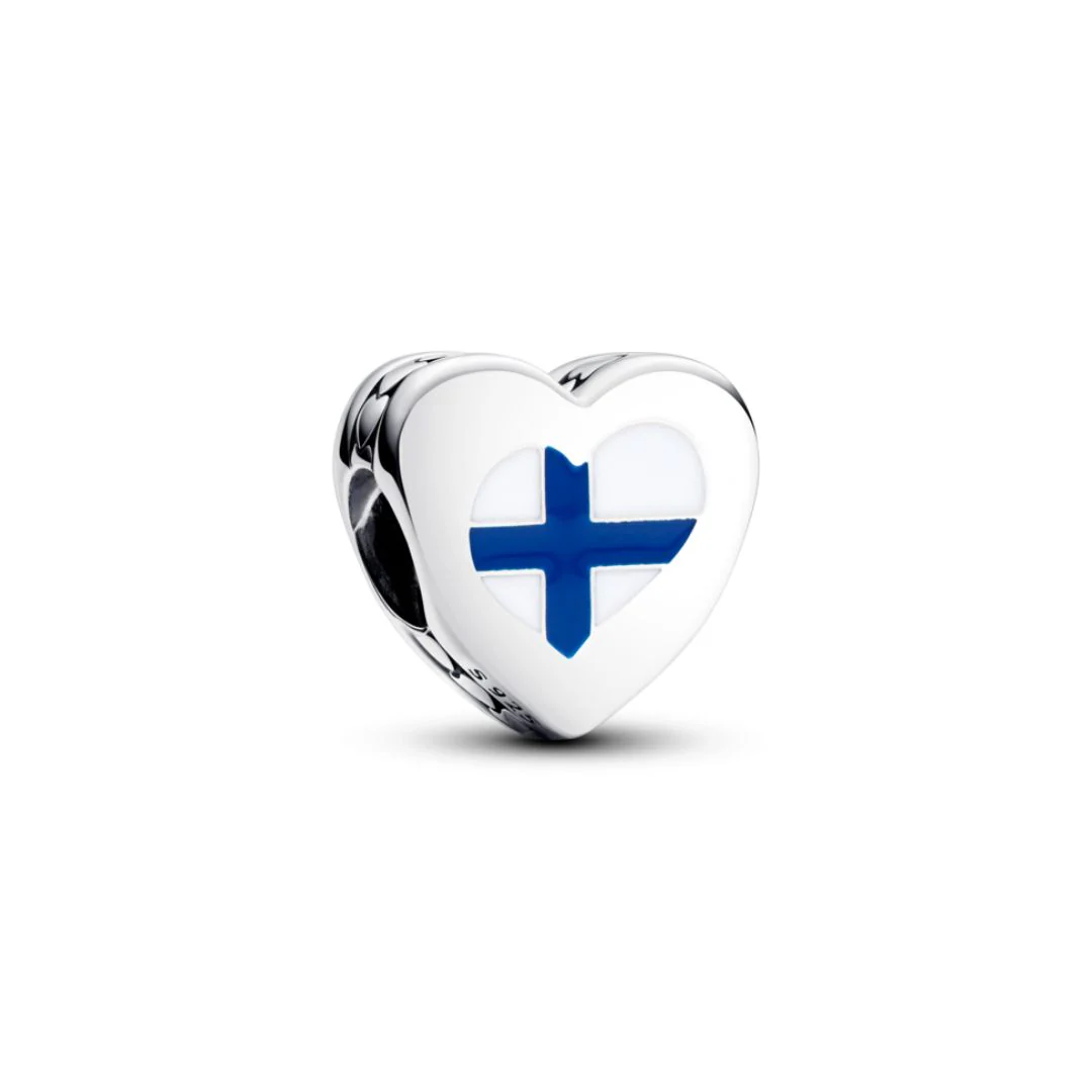 Pandora Moments Suomi sydänlippu hela, hopea, 792015C00