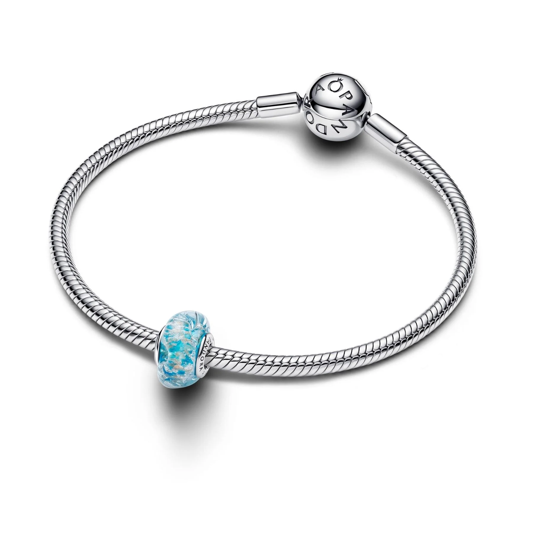 Pandora Moments Turquoise Murano Glass & Glitter hela, hopeaa, 794701C01 - Image 3