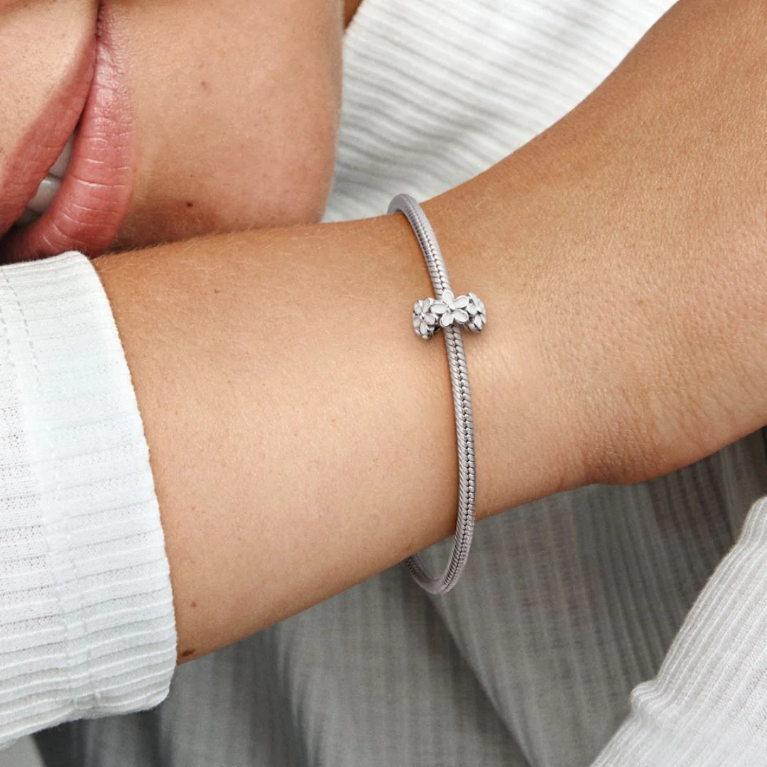 Pandora Moments White Daisy Flower Spacer hela, hopea, 791495EN12 - Image 3