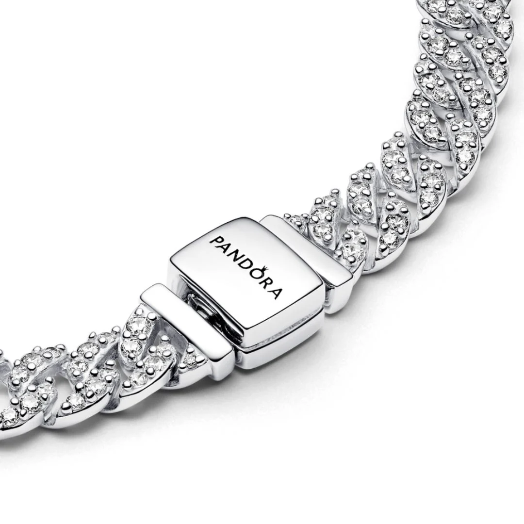 Pandora Timeless Pavé Cuban Chain rannekoru, hopea, 593008C01 - Image 5