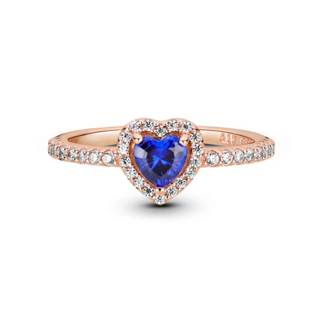 Pandora Timeless Sparkling Blue Elevated Heart sormus, ruusukullattu, 188421C01 - Image 2