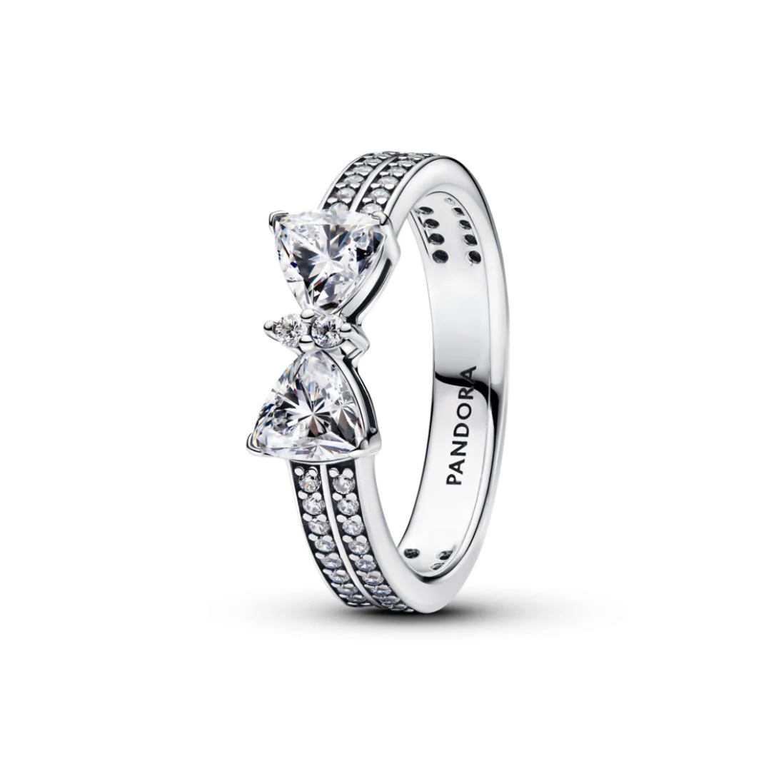 Pandora Timeless Sparkling Bow Double-row sormus, hopea, 193552C01