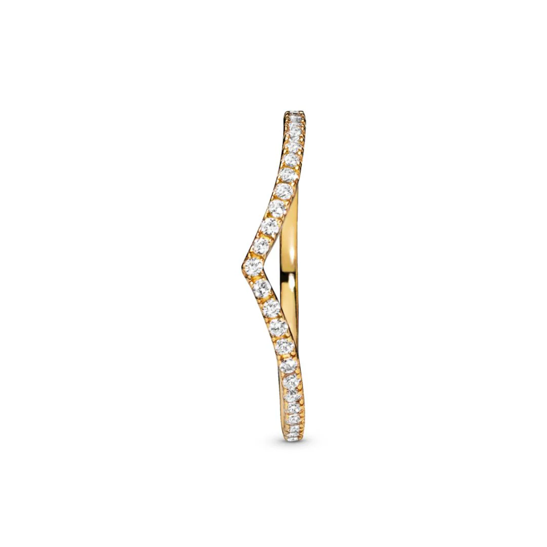 Pandora Timeless Sparkling Wishbone sormus, keltakullattu, 168758C01 - Image 2