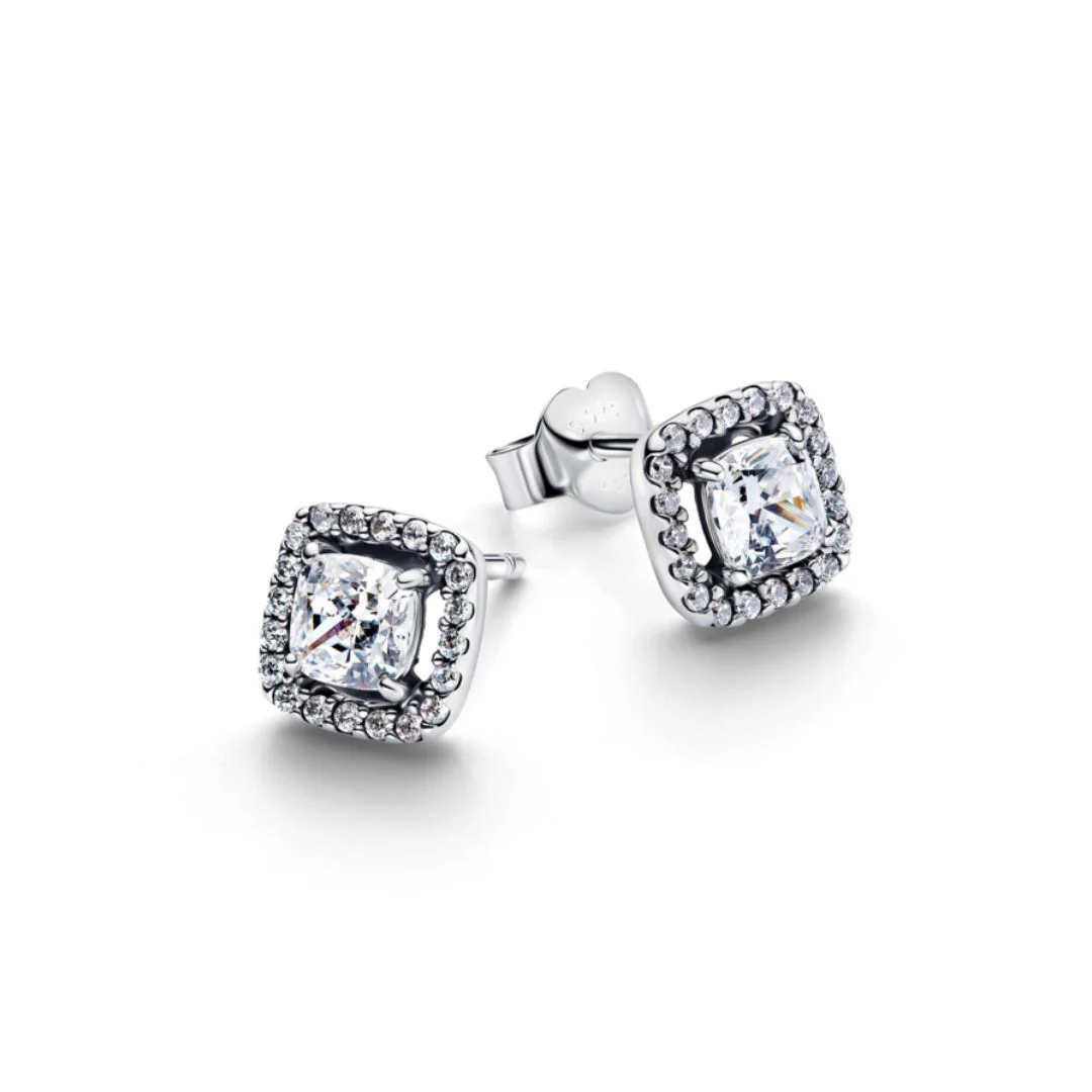 Pandora Timeless Square Sparkle Halo tappikorvakorut, hopea, 293551C02 - Image 2