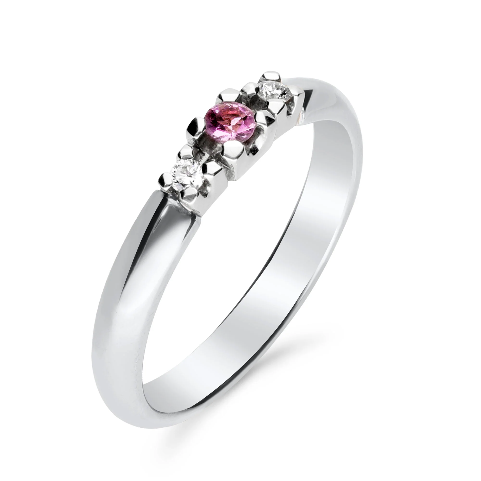 Silván Charlotte timanttisormus pinkillä safiirilla 0,04ct, valkokultaa, Silván vihkisormukset - Image 2
