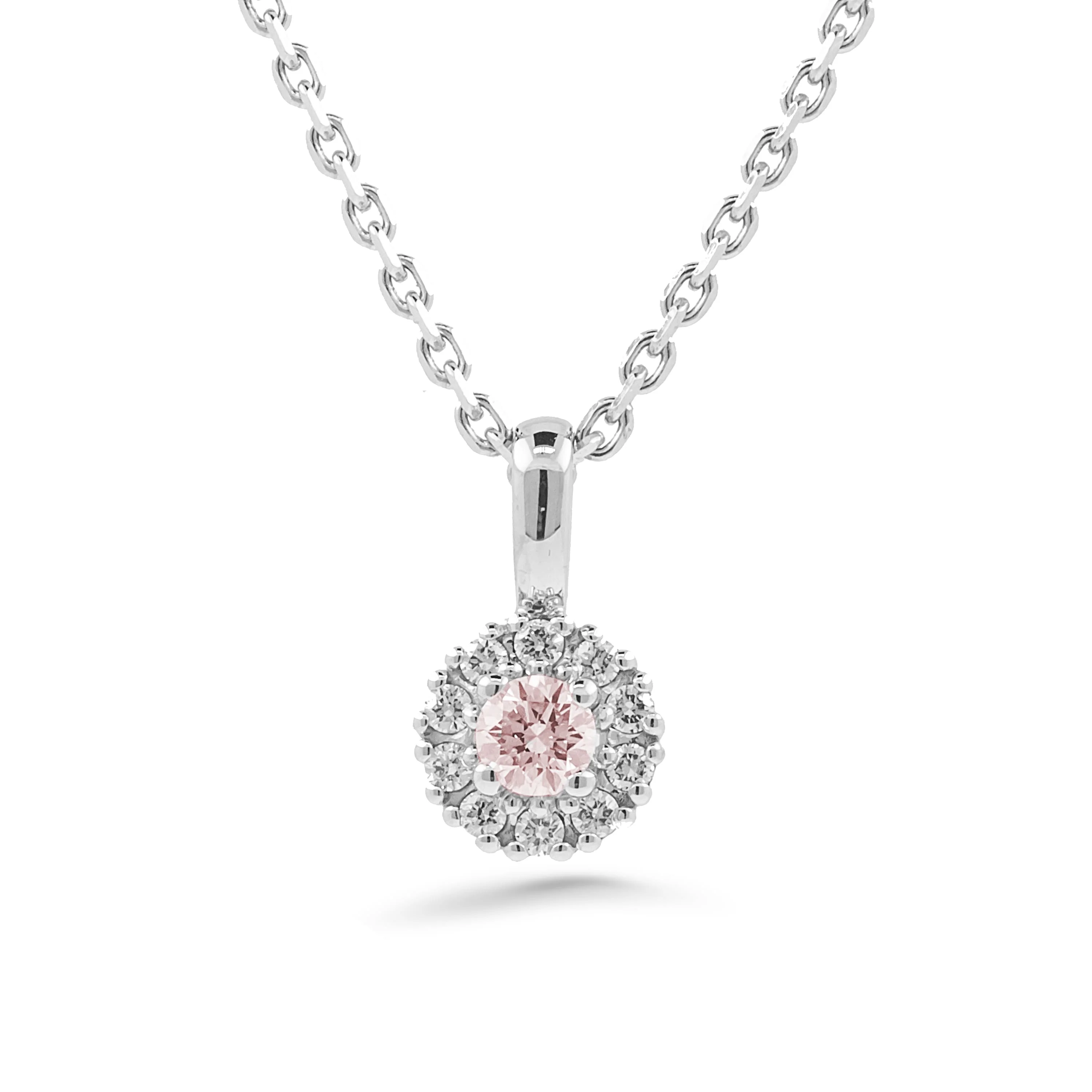 Silván Lauriel halotimanttiriipus morganiitilla, 0,10ct, valkokultaa, Silván timanttikorut