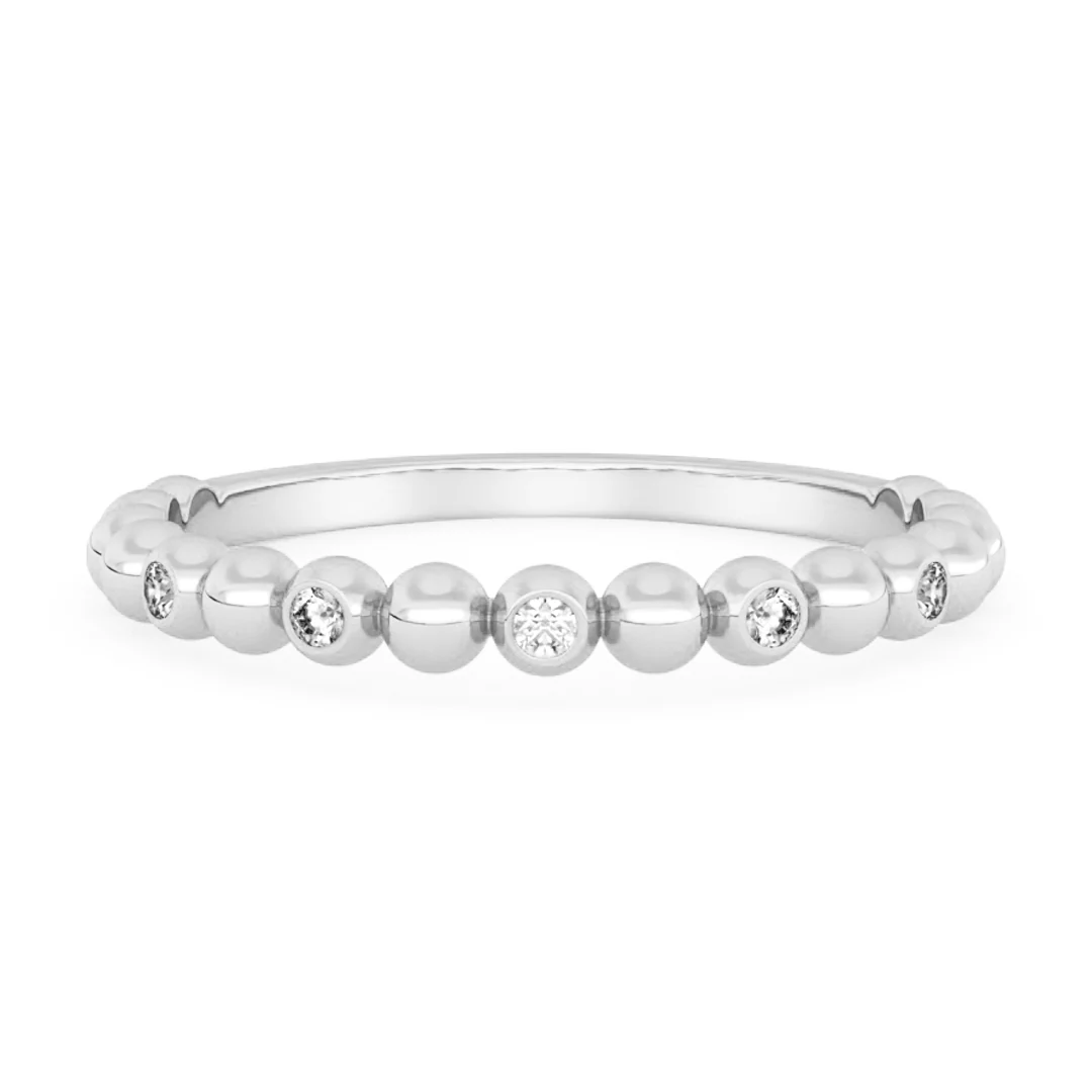 Silván Olivia timanttisormus pallokuvioitu 0,05ct, valkokultaa, Silván vihkisormukset